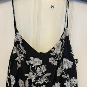 J. Crew Mercantile Maxi Dress Black/White Floral Tiered Strappy, Size 8